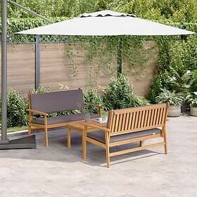 vidaXL Set of 2 Natural Acacia Wood Medium Outdoor Sofa Rectangular 3325230