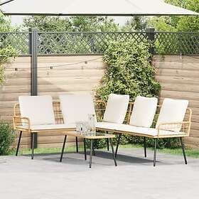 vidaXL Par Set Naturlig Rotting Stor Justerbara Armstöd Rottingsoffa 3328649