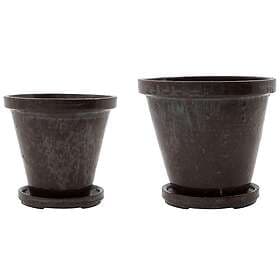 House Doctor Flower Blomkruka m Bricka 2-pack Brun H12xØ13,5/H14xØ16, Brun