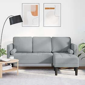 vidaXL 3-sits L-formad soffa Ljusgrå 160 cm i tyg 42001913