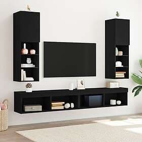 vidaXL LED TV-ställ 2 st Svart Ek 30,5x30x102 cm Konstruerat trä