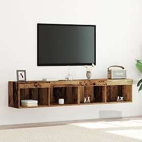vidaXL TV Väggskåp med LED-lampor 2 st Gamla trä 80x30x30 cm