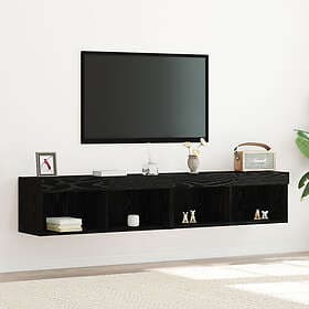 vidaXL TV Väggskåp med LED-lampor 2 stycken Svart Ek 80x30x30 cm