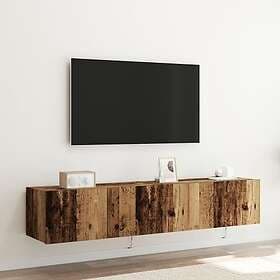 vidaXL TV-väggskåp med LED-lampor 2 st gammalt trä 80x35x31 cm