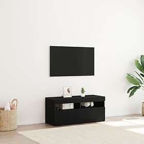 vidaXL TV-bänk med LED-lampor, svart ek, 90x35x40 cm, konstruerat trä