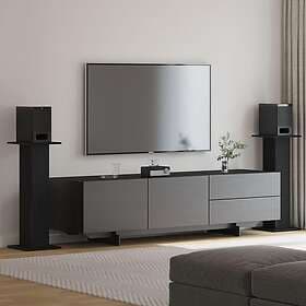 vidaXL Speaker Stands 2 pcs Black Oak 30x30x80 cm Engineered wood