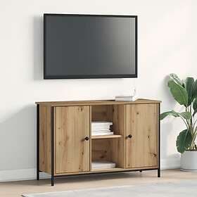 vidaXL TV-bänk Svart Ek 101x35x65 cm Konstruerat trä och Stål