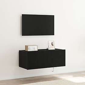 vidaXL TV-väggskåp med LED-lampor Svart ek 80x35x31 cm