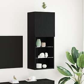 vidaXL TV-bänk med LED-lampor Svart Ek 40,5x30x102 cm