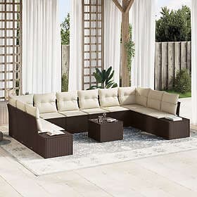 vidaXL Lounge Set 10 Pieces with Cushions Gray Poly Rattan