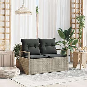 vidaXL Lounge Set 2 Seater with Cushions Gray Poly Rattan