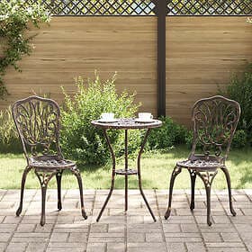 vidaXL Bistro Set 3 Pieces Bronze Cast Aluminum