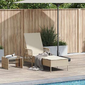 vidaXL Solstol Beige och gräddvit PE Rottning 157 x 55 x 92 cm