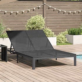 vidaXL Solstol med Kuddar och Hjul för 2 Personer Svart Rattan Poly 42004133