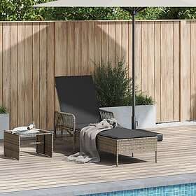 vidaXL Sunlounger Grey and Dark PE Rattan 157 x 55 x 92 cm 365427