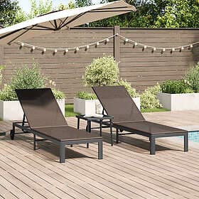 vidaXL Solstolar 2 st med och hjul bord Brun Poly Rattan 42004130