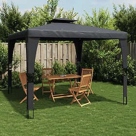 vidaXL Paviljong med dubbelt tak antracit 3,98x2,98 m stål 368443