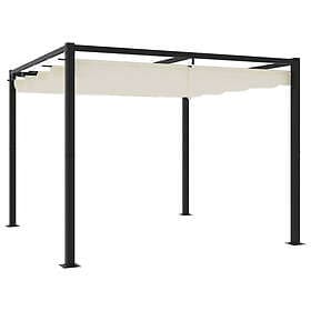vidaXL Paviljong med infällbart tak gräddvit 3x3 m stål 4003960