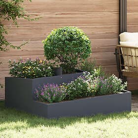 vidaXL Blomkrukor & Planterare Antracit Plast Stor Metallblomkruka