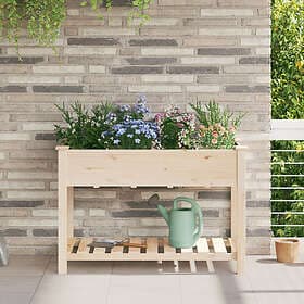 vidaXL Trädgårdsplanterare med galler 115x59x76 cm Massivt trä Furu