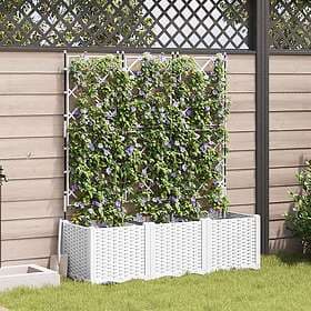 vidaXL Garden Planter with Trellis 3 pcs White 120x40x143 cm