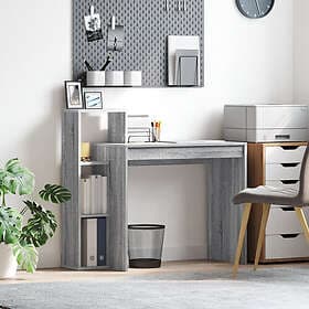 vidaXL Computer Desk Grey Sonoma Chipboard Medium Shelves