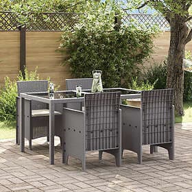 vidaXL Lounge Set 4 Pieces Light Gray Poly Rattan with Cushions