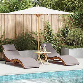 vidaXL Lounge Set 2 Pieces with Cushions Taupe Solid Acacia Wood