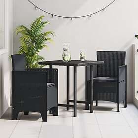 vidaXL Trädgårdstolar med Kuddar 2 st Antracit Poly Rattan