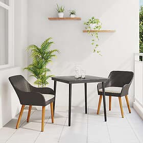vidaXL 3 Delars Trädgårdsmatsal Svart Rattan Poly