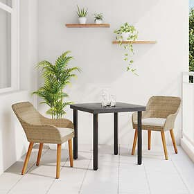 vidaXL 3-delat trädgårdsmatset med beige rattan poly
