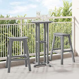 vidaXL 3-delat trädgårdsbarset ljusgrå HDPE barbord 55x55x107 cm barstolar 2 st