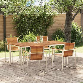vidaXL 5 Delars Trädgårds Matgrupp i Massivt Akaciaträ Utomhus Matbord 180x90x75