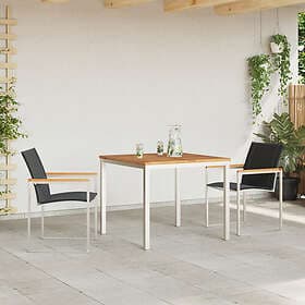 vidaXL 3-delat trädgårdsmatsalsset Solid akaciaträ utomhusmatbord 90x90x74,5 cm