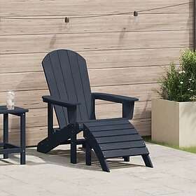 vidaXL Adirondack Chair with Footrest Navy Blue HDPE