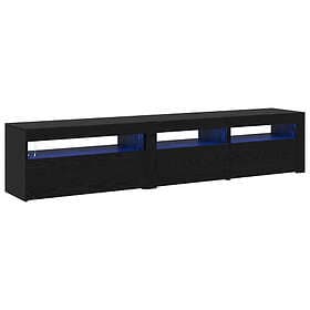 vidaXL TV-skåp 2 st med LED-lampor, svart ek, konstruerat trä