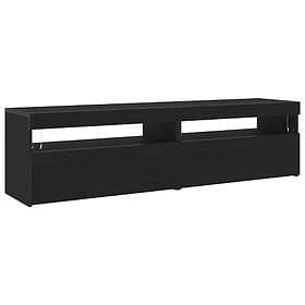 vidaXL TV Stand with LED lights 2 pcs Black Oak 75x35x40 cm engineered wood