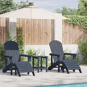 vidaXL Adirondack Stolar med Fotstöd 2 st Marinblå HDPE 3537438