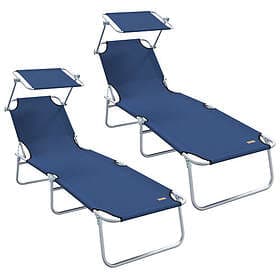 vidaXL Fällbara solstolar 2 stycken tak med Blå 600D Oxford tyg 42003059