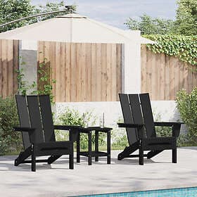 vidaXL Adirondack Chairs 2 pcs Black 74.5x80.5x90 cm HDPE