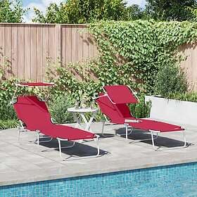vidaXL Folding Sunlounger 2 pcs with Red 600D Oxford Fabric
