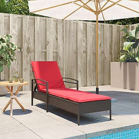 vidaXL solstol med dyna Brun 63x200x81 cm Poly Rottning 368306