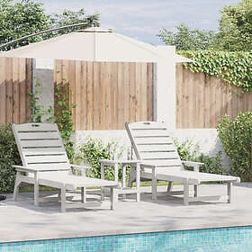 vidaXL Solstolar 2 st Vit 162x53x98.5 cm HDPE 3537445