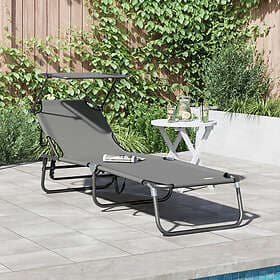 vidaXL vikbar solstol med parasoll 600D Grå Oxford tyg 42003131