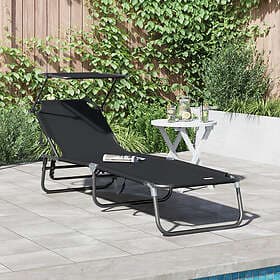 vidaXL Vikbar solstol med tak Svart 600D Oxford tyg 42003129