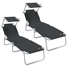 vidaXL Vikbara solstolar 2 st tak med Svart 600D Oxford tyg 42003060