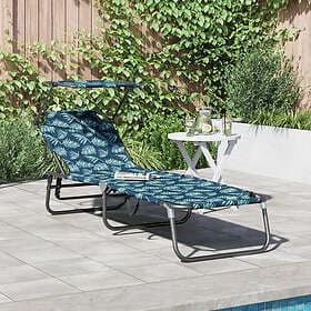 vidaXL Folding Sunlounger with Leaf Pattern Oxford 600D Fabric