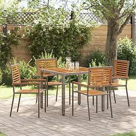 vidaXL Garden Dining Set 5 pcs Grey Poly Rattan 3365437