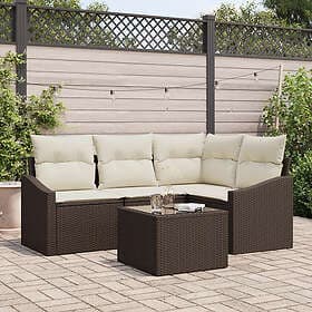 vidaXL Lounge Set 4 Pieces with Cushions Gray Poly Rattan