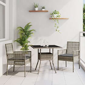 vidaXL Lounge Set 3 Pieces Gray Poly Rattan